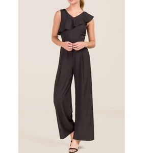Francesca’s Black Ruffle Jumpsuit